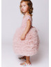 Cap Sleeves Pink Tulle Ruffle Flower Girl Dress